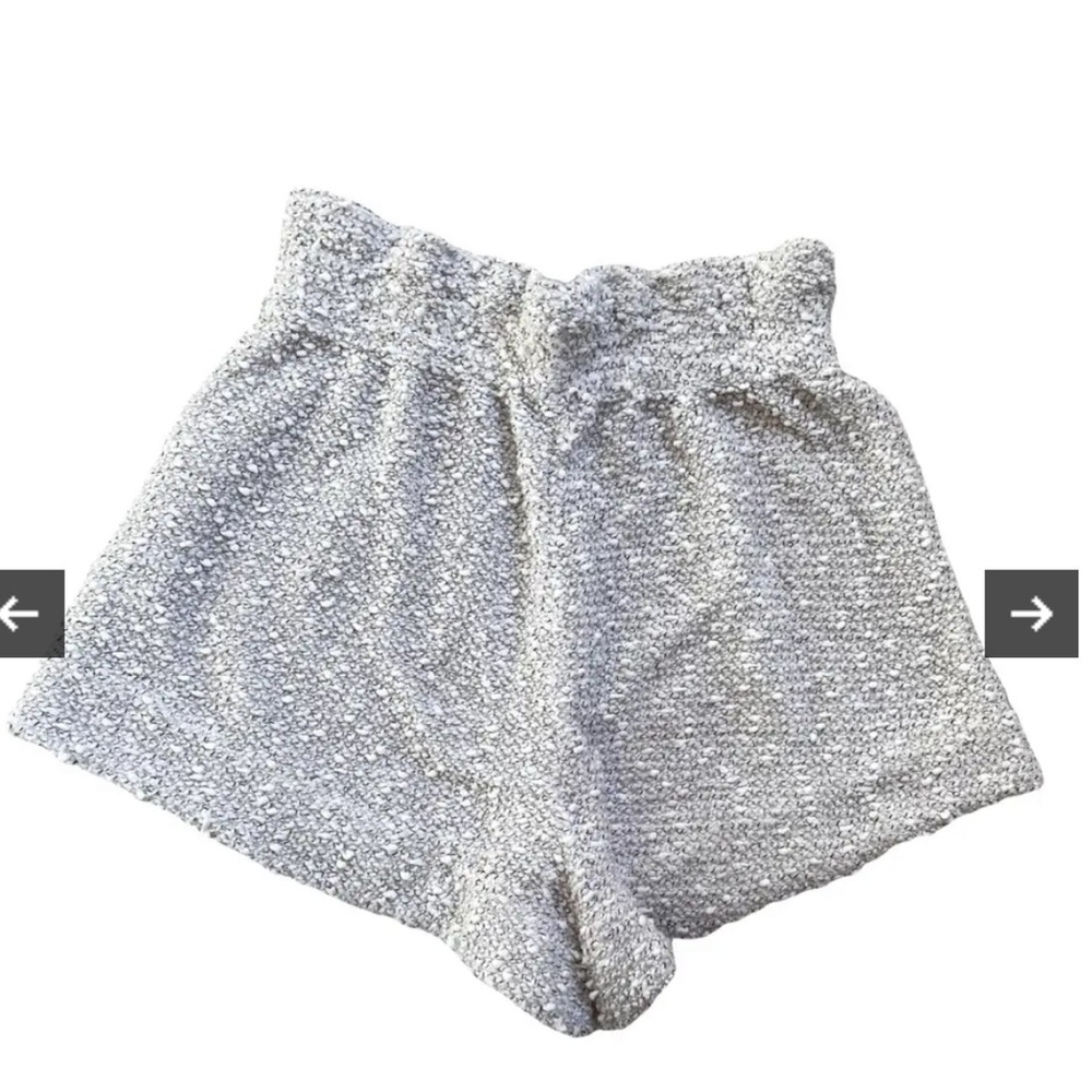 Shona Joy white and tweed high waisted paper bag shorts